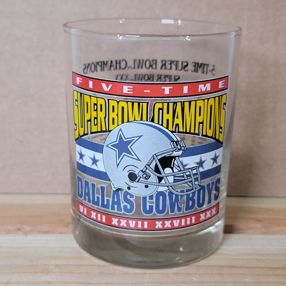 VINTAGE Dallas Cowboys Five-Time Superbowl Champions Glass